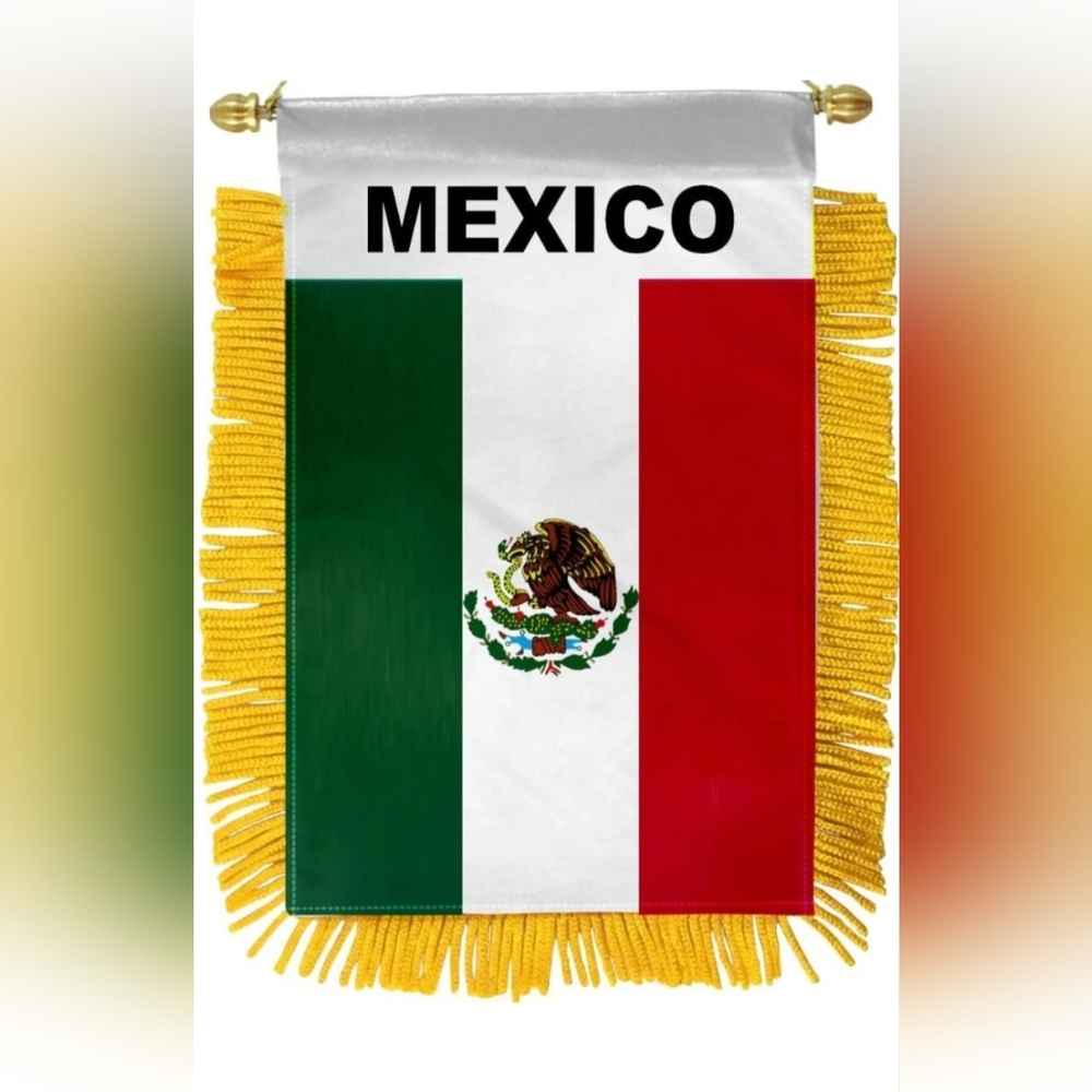 Mexico Flag 4 X 6” MINI BANNER CAR WINDOW MIRROR HANGING w/ Suction Cup NEW